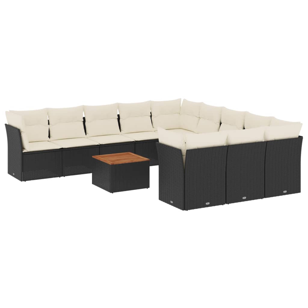 12-delige Loungeset met kussens poly rattan