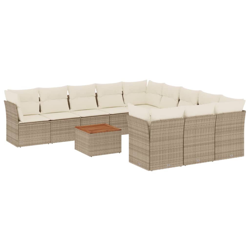 12-delige Loungeset met kussens poly rattan