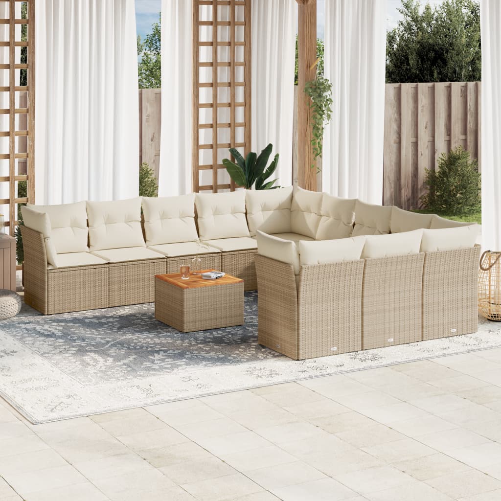 12-delige Loungeset met kussens poly rattan