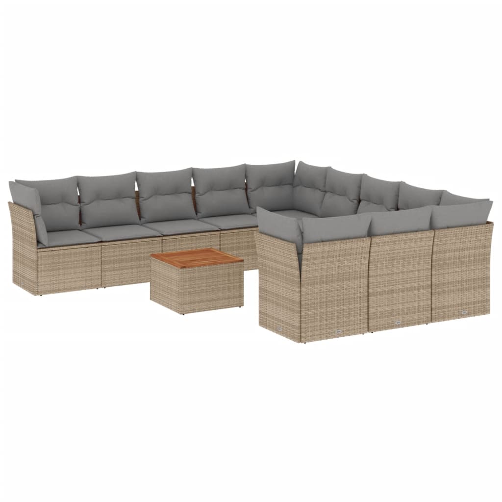 12-delige Loungeset met kussens poly rattan