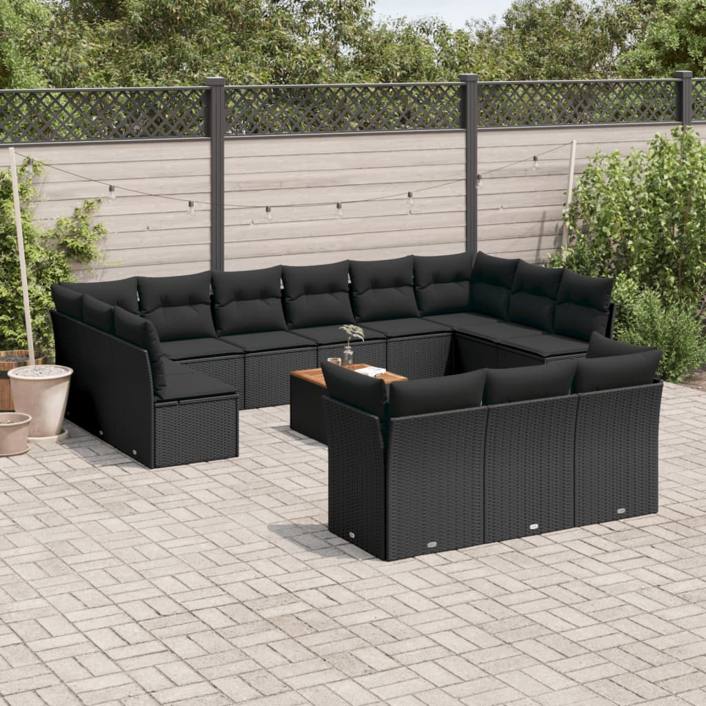 14-delige Loungeset met kussens poly rattan