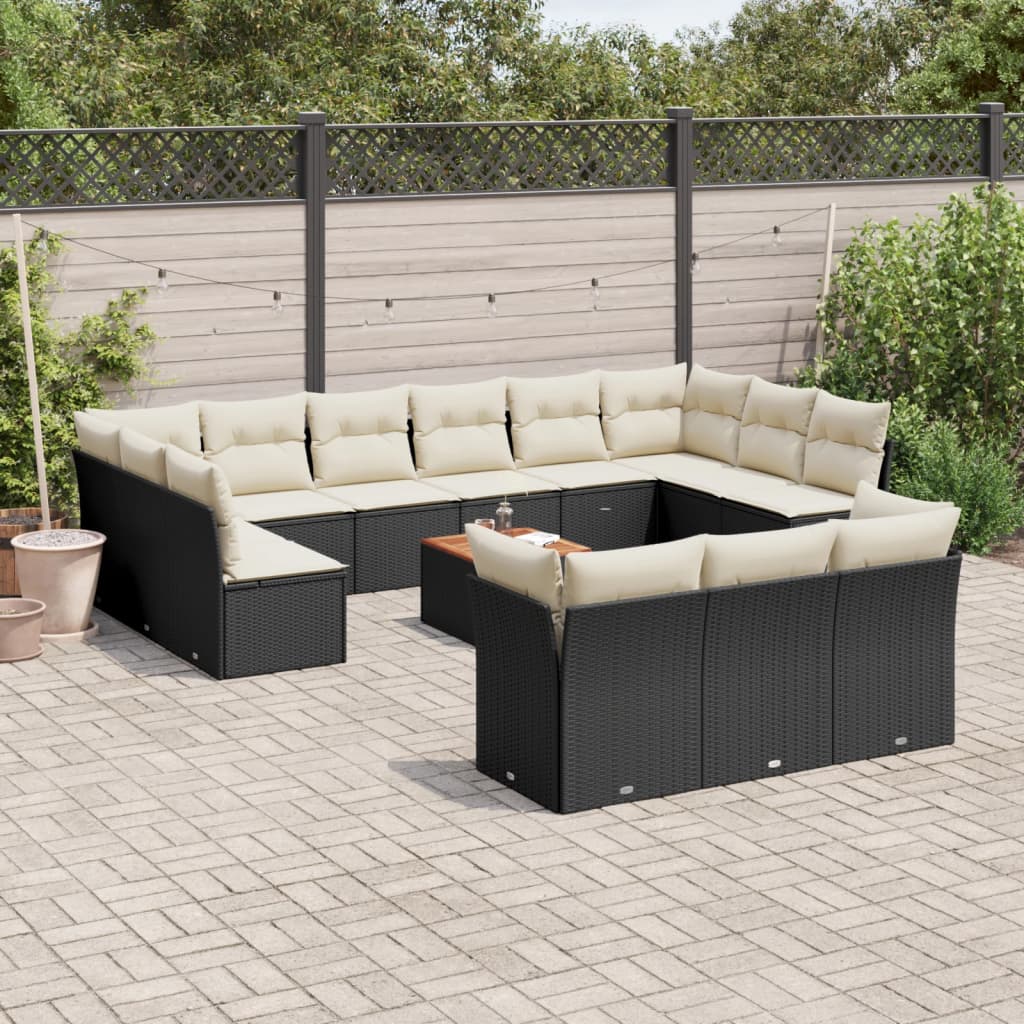 14-delige Loungeset met kussens poly rattan