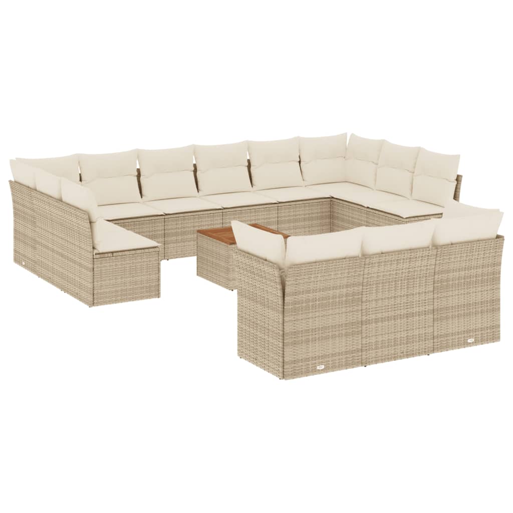 14-delige Loungeset met kussens poly rattan