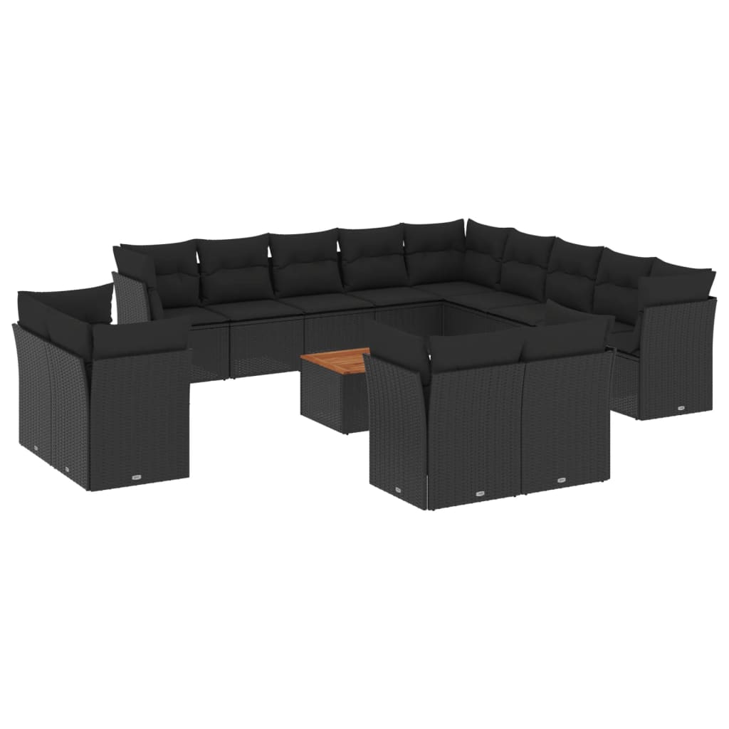 14-delige Loungeset met kussens poly rattan