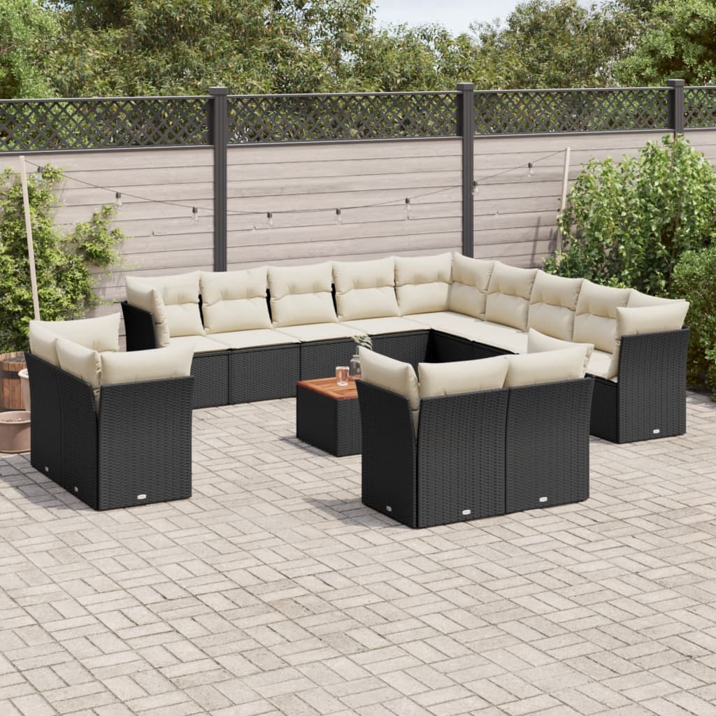 14-delige Loungeset met kussens poly rattan