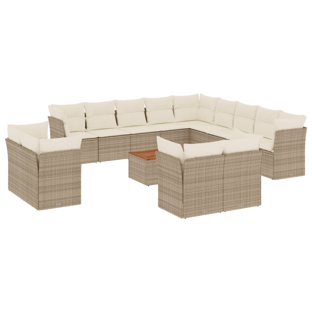 14-delige Loungeset met kussens poly rattan