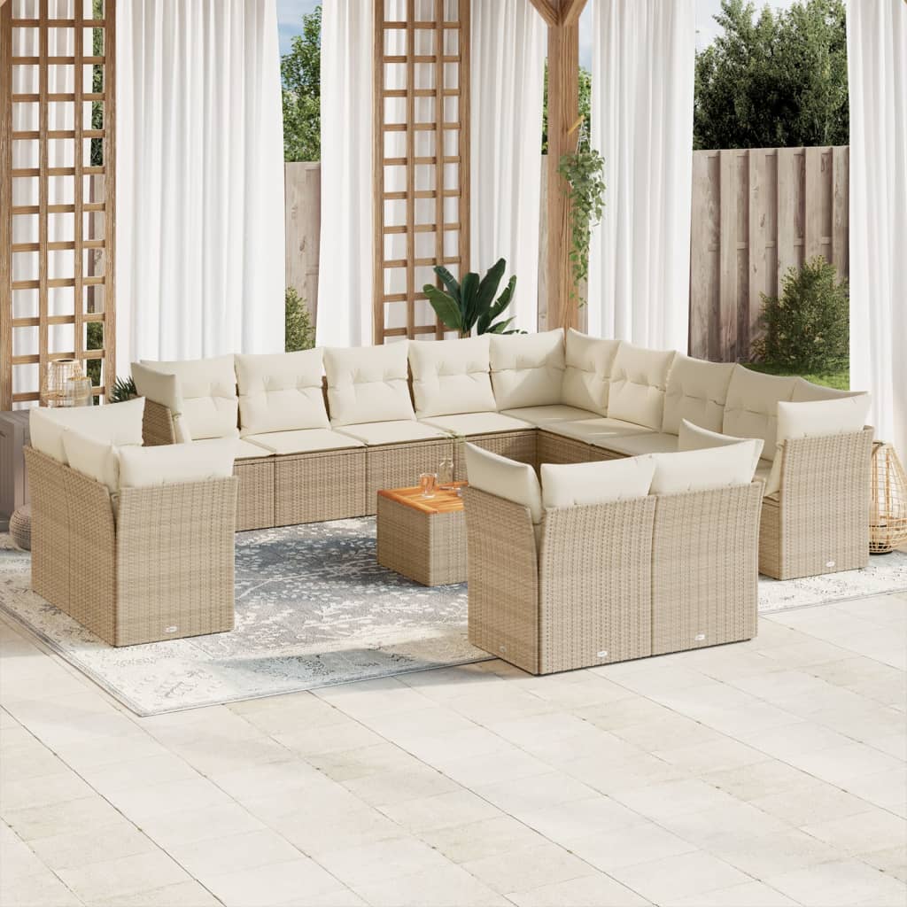 14-delige Loungeset met kussens poly rattan