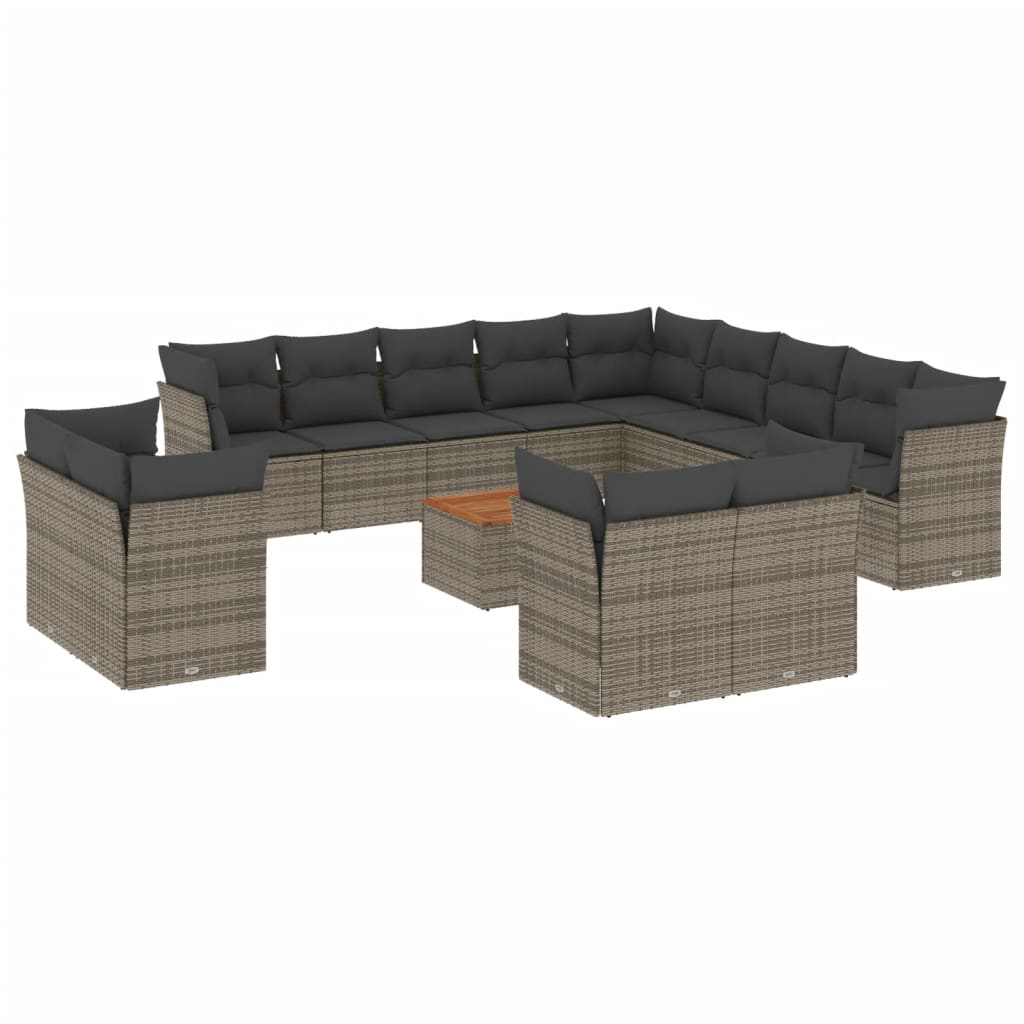 14-delige Loungeset met kussens poly rattan