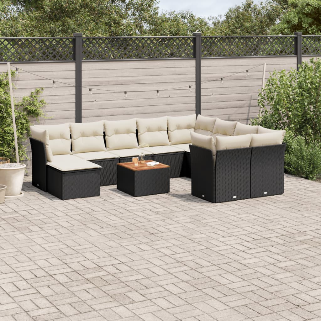 11-delige Loungeset met kussens poly rattan