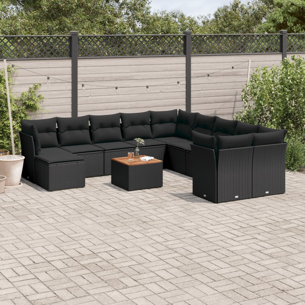 12-delige Loungeset met kussens poly rattan