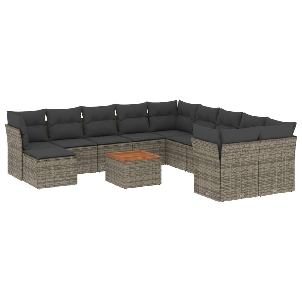 12-delige Loungeset met kussens poly rattan