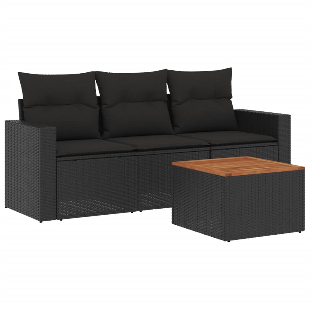 4-delige Loungeset met kussens poly rattan