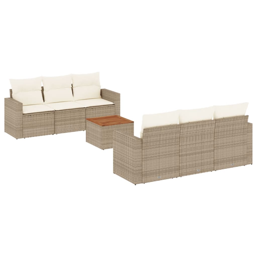 7-delige Loungeset met kussens poly rattan