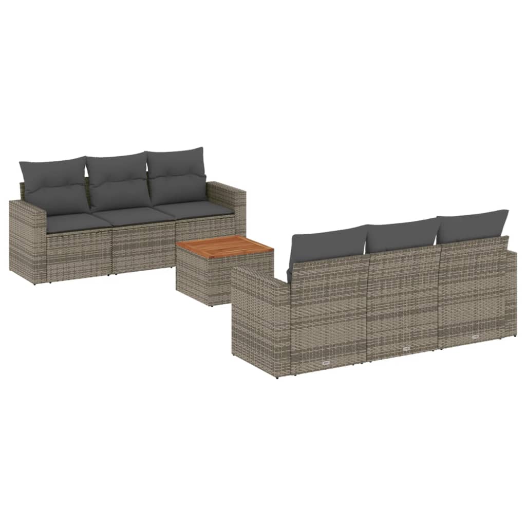 7-delige Loungeset met kussens poly rattan