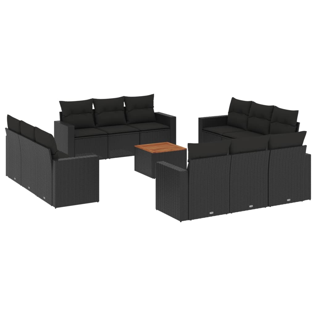 13-delige Loungeset met kussens poly rattan beige