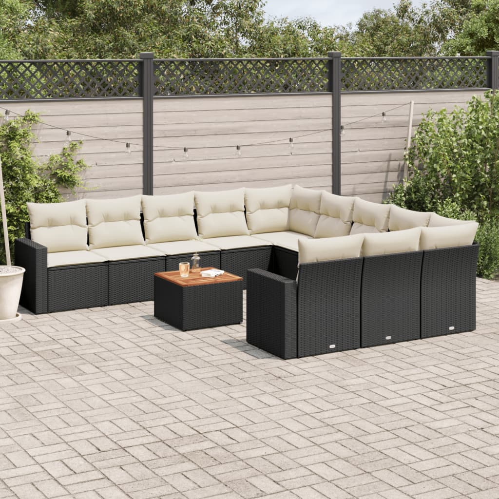 12-delige Loungeset met kussens poly rattan grijs