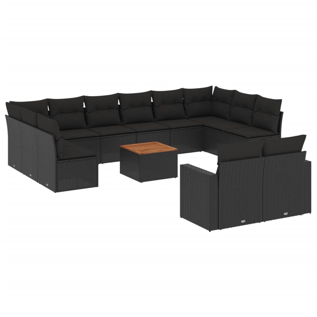 13-delige Loungeset met kussens poly rattan beige