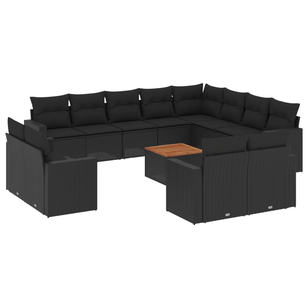 13-delige Loungeset met kussens poly rattan beige