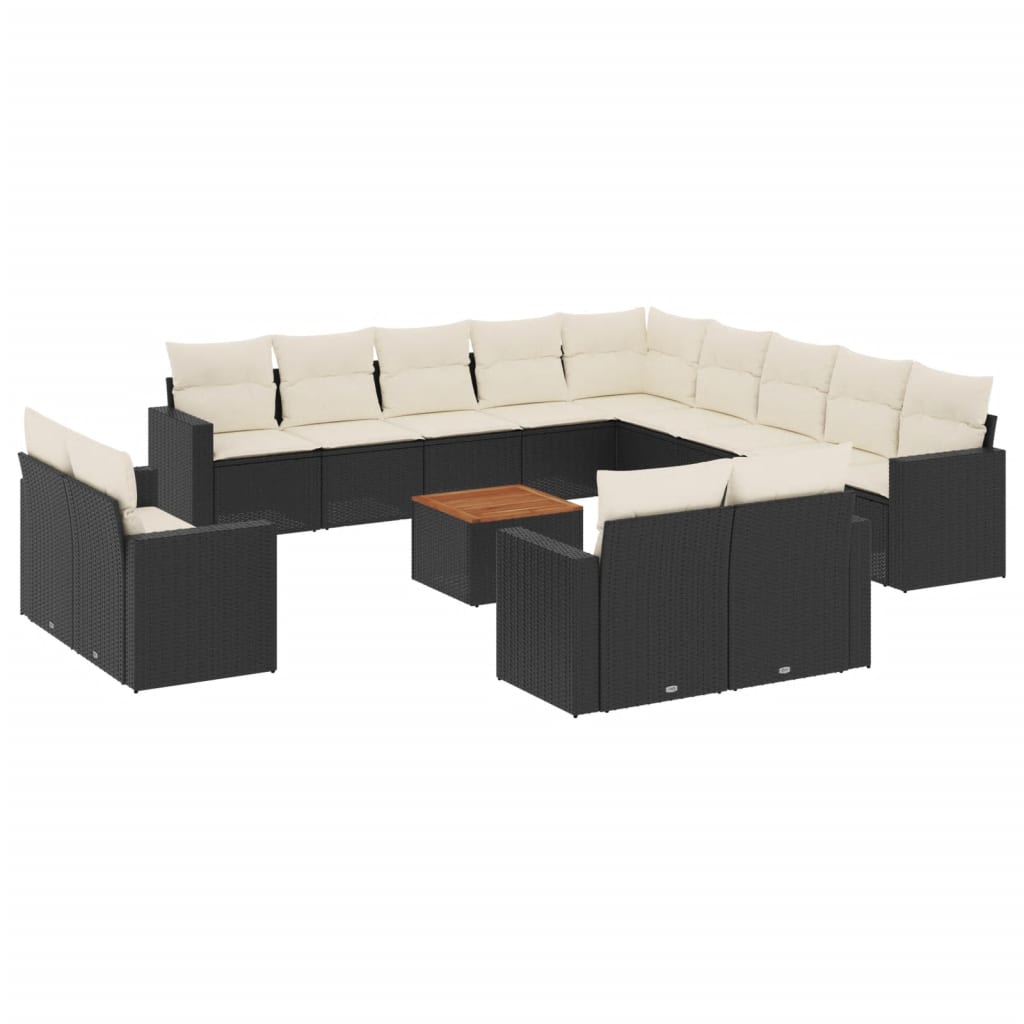 14-delige Loungeset met kussens poly rattan beige