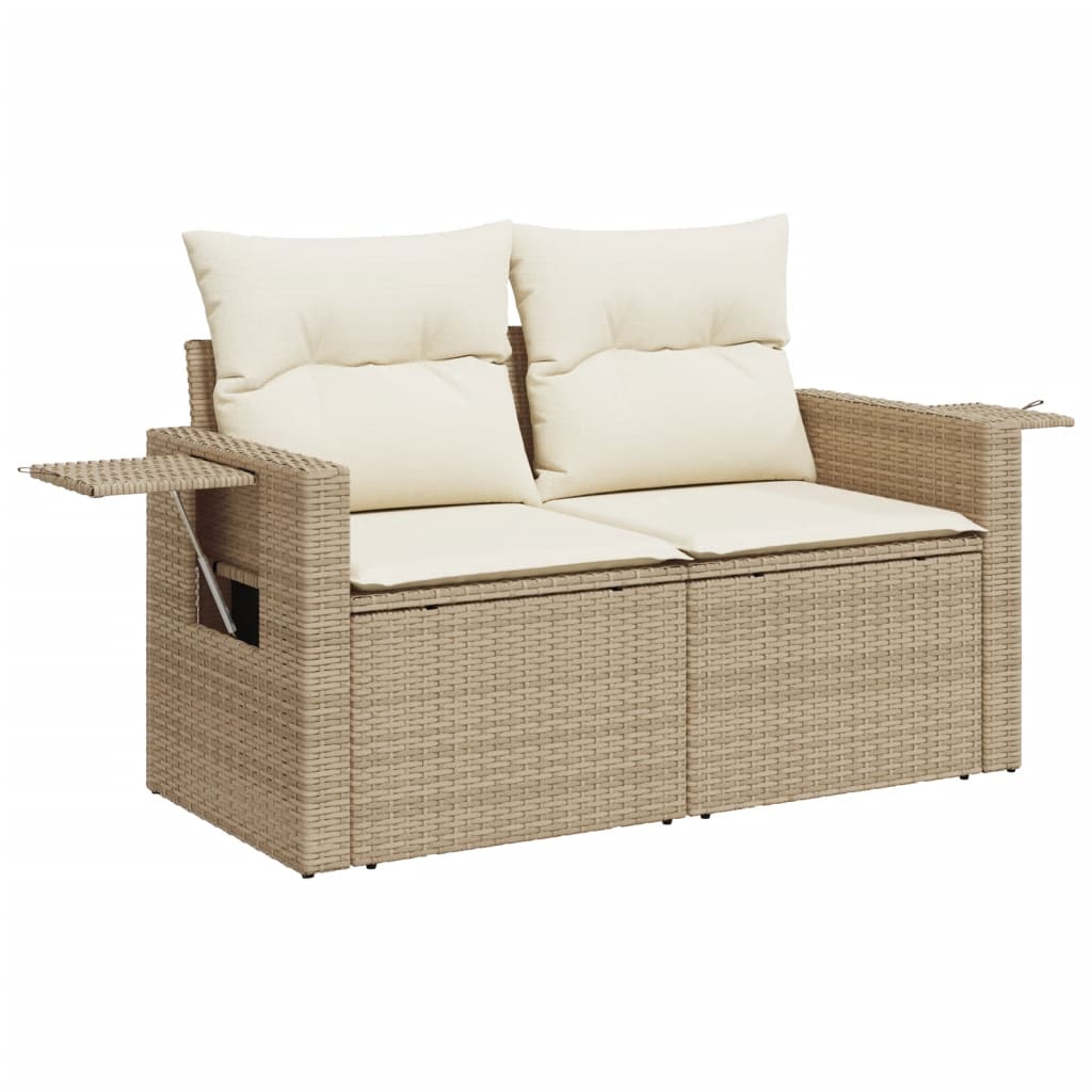 13-delige Loungeset met kussens poly rattan zwart