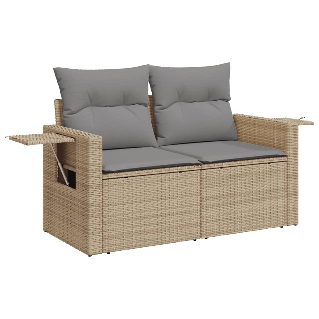 13-delige Loungeset met kussens poly rattan zwart