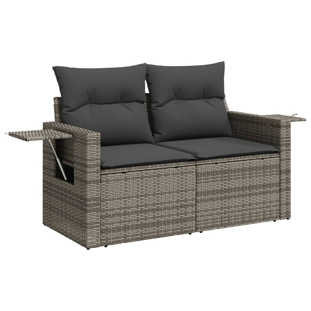 13-delige Loungeset met kussens poly rattan zwart