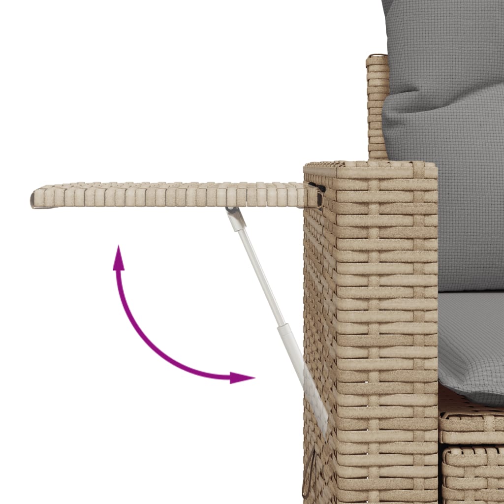 10-delige Loungeset met kussens poly rattan zwart