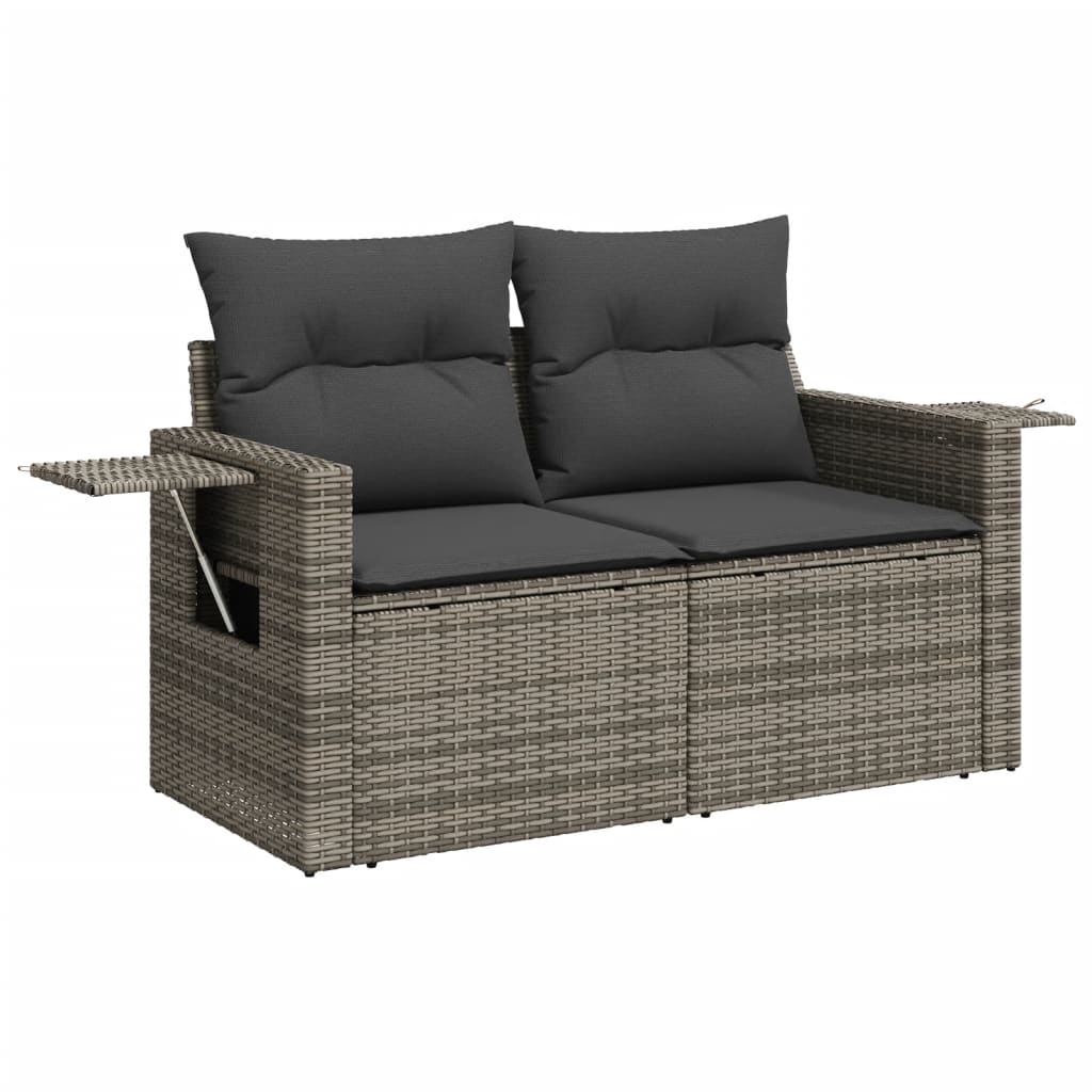 10-delige Loungeset met kussens poly rattan zwart