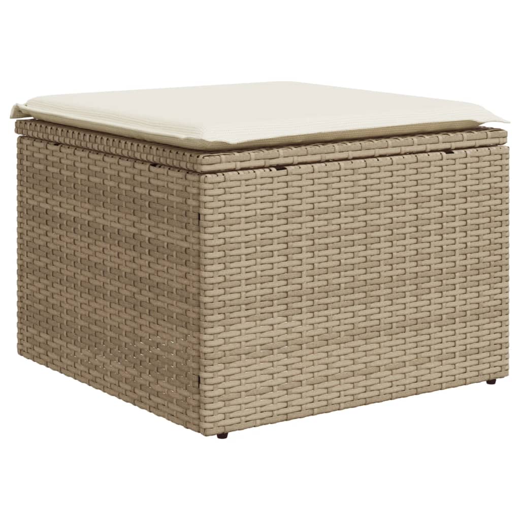 10-delige Loungeset met kussens poly rattan zwart