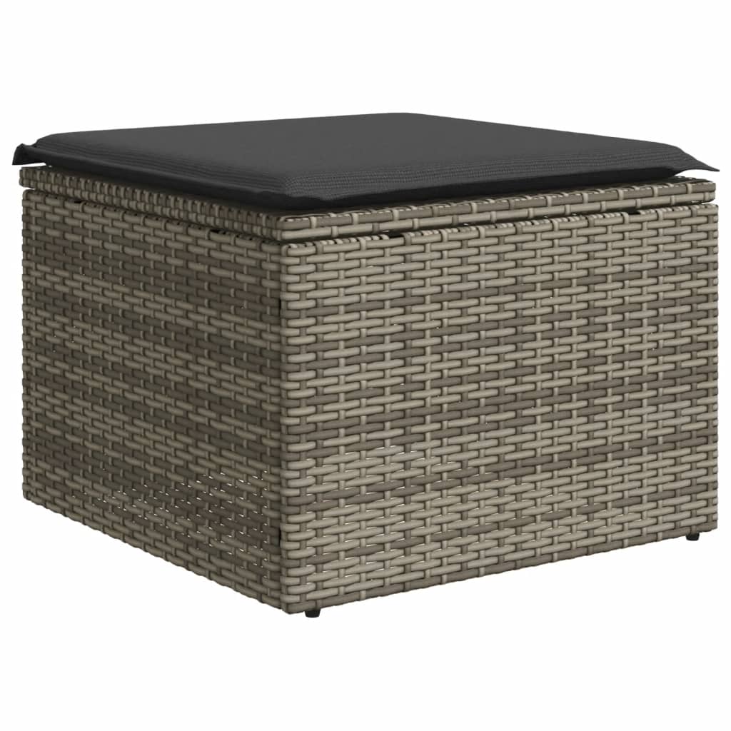 10-delige Loungeset met kussens poly rattan zwart