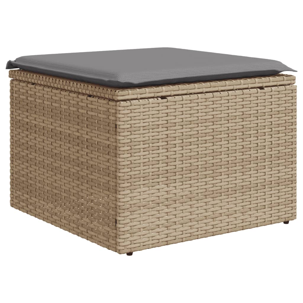 10-delige Loungeset met kussens poly rattan zwart