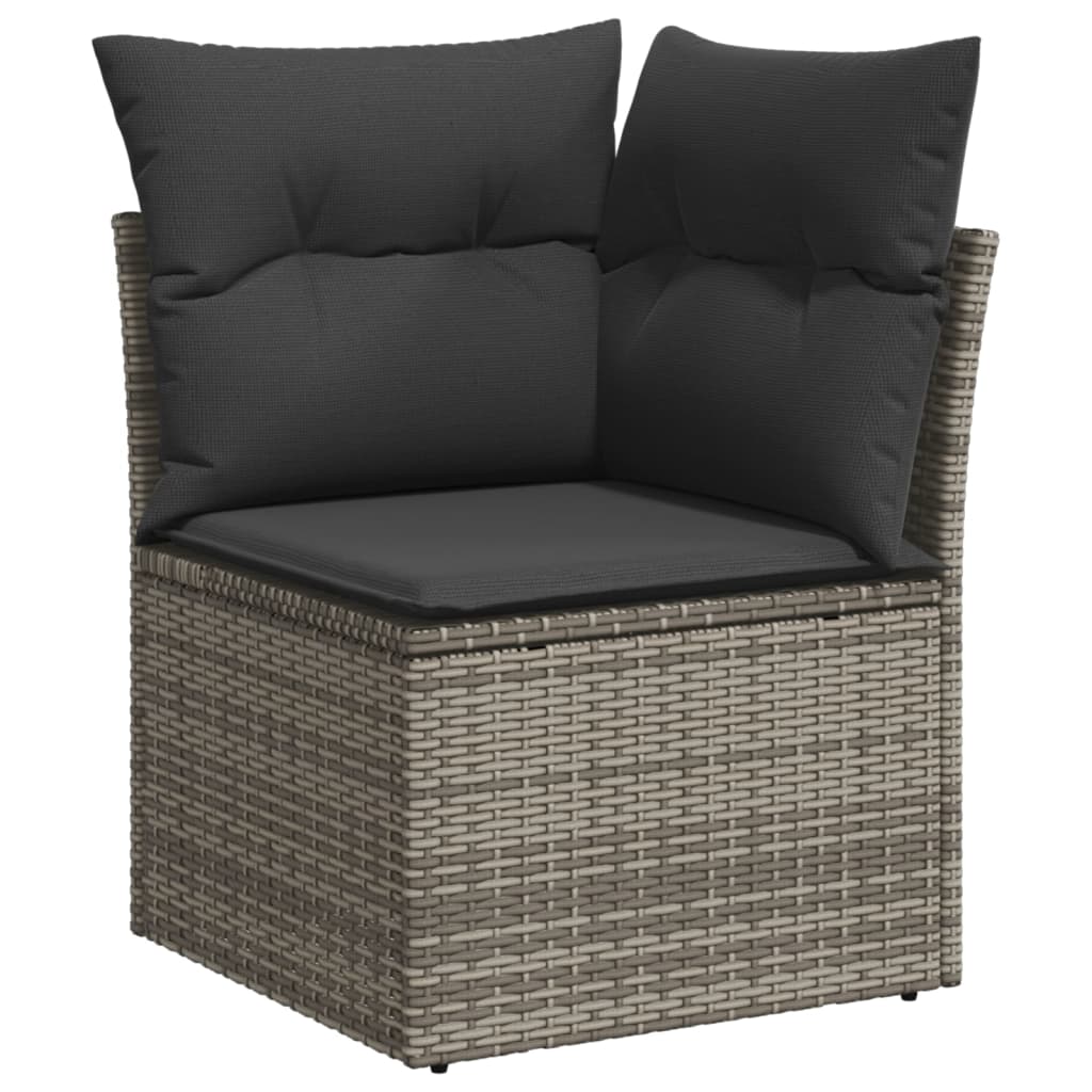 10-delige Loungeset met kussens poly rattan zwart