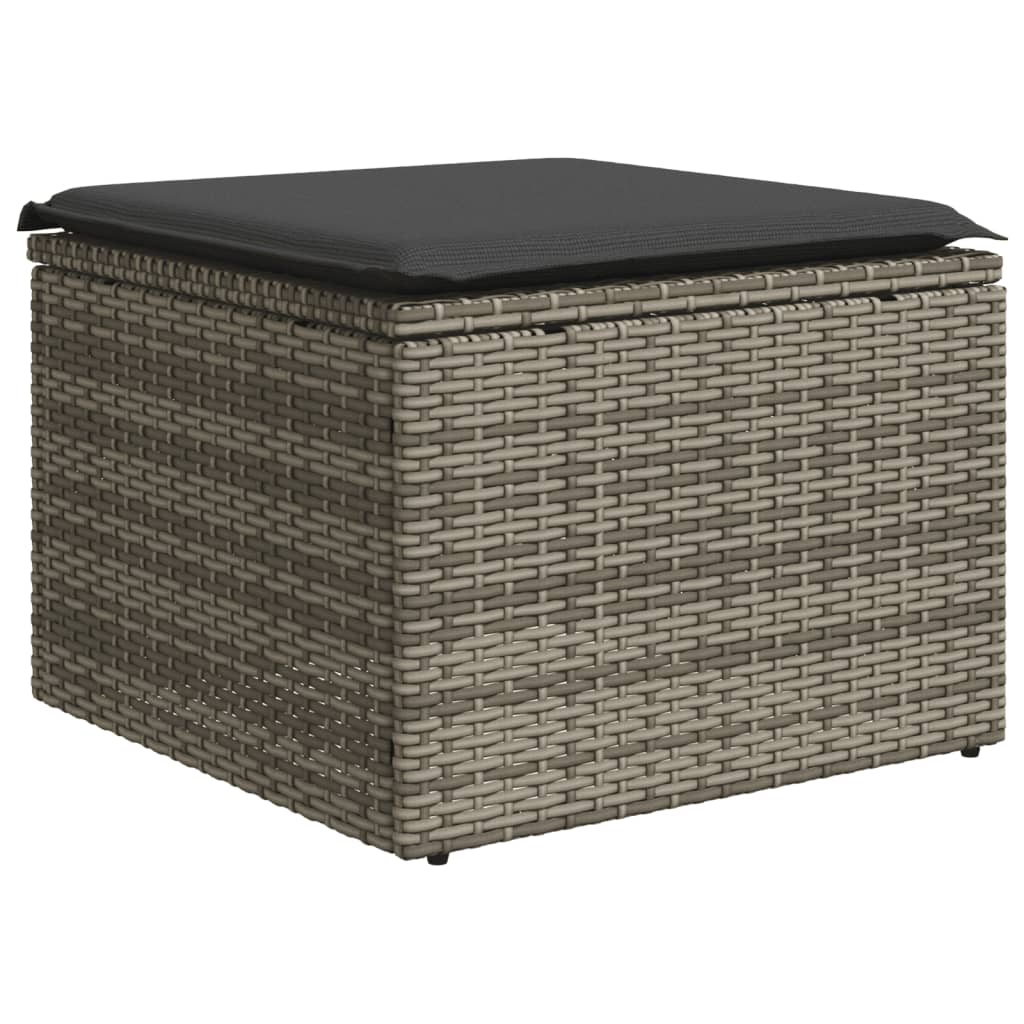 10-delige Loungeset met kussens poly rattan zwart