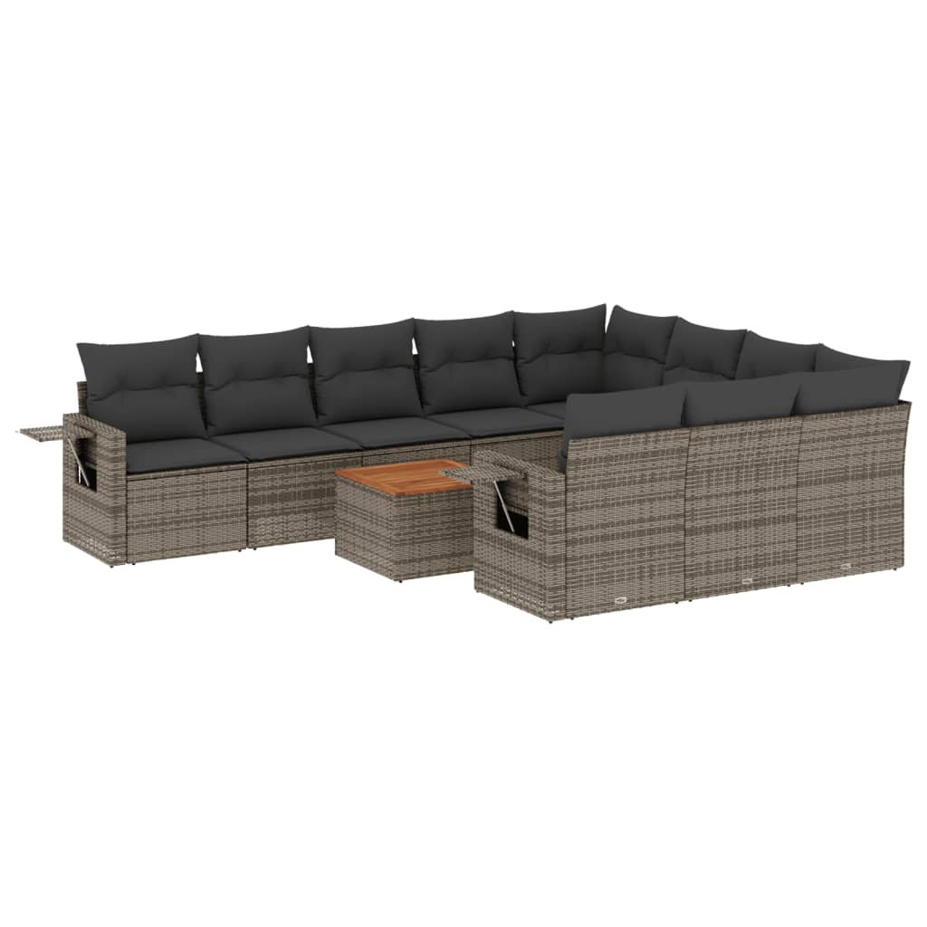 11-delige Tuinset met kussens poly rattan beige