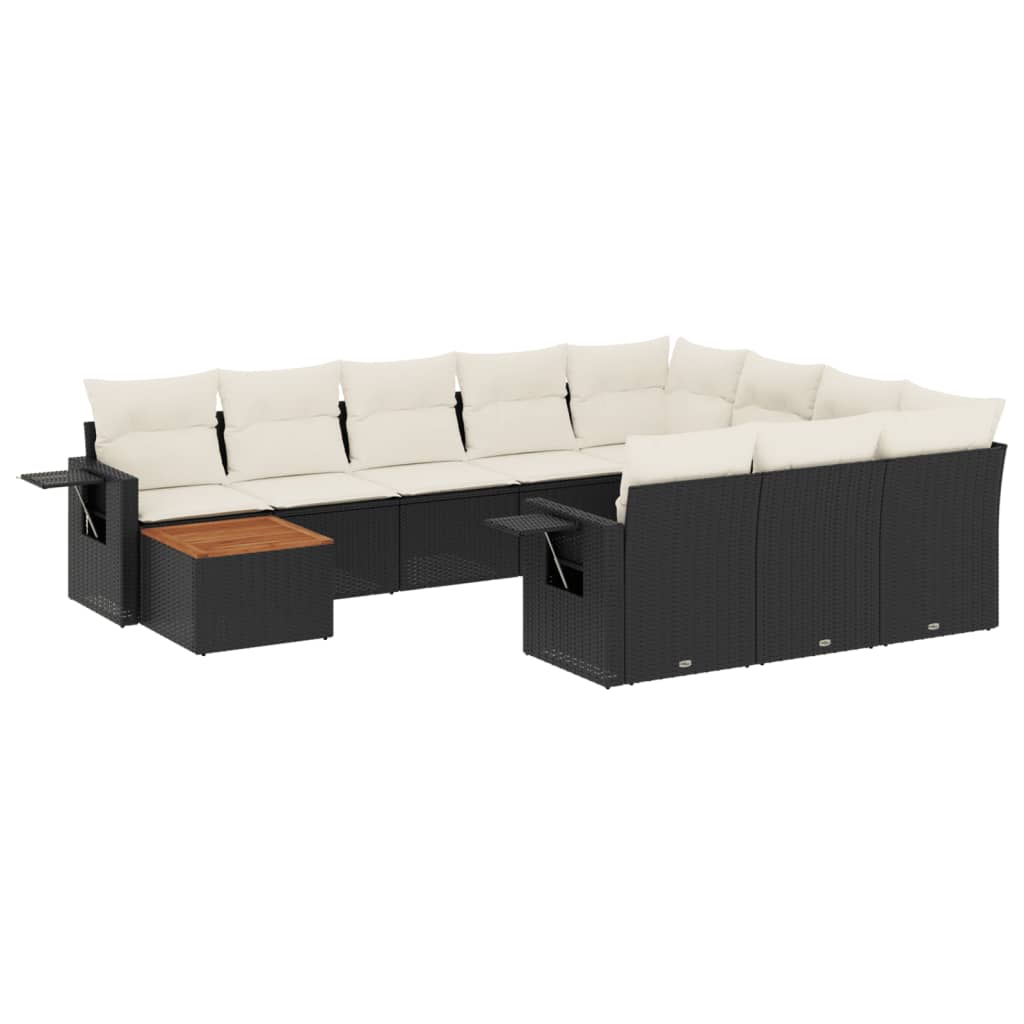 11-delige Tuinset met kussens poly rattan beige