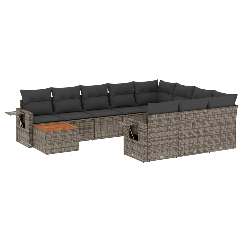 11-delige Tuinset met kussens poly rattan beige