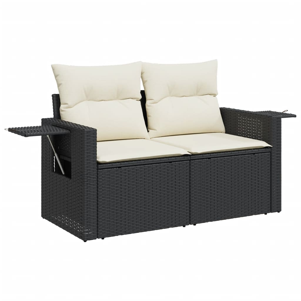 11-delige Tuinset met kussens poly rattan beige