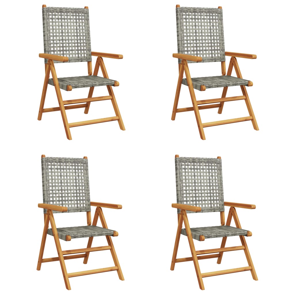 Tuinstoelen 6 st verstelbaar poly rattan en massief hout