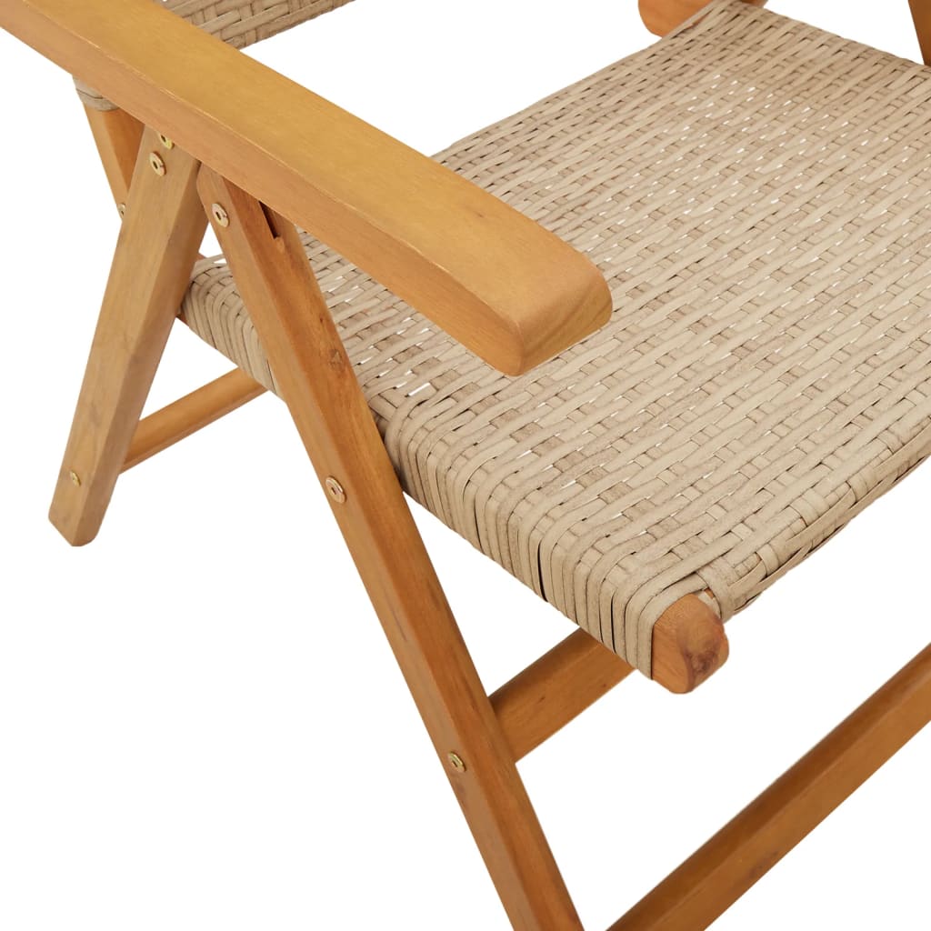 Tuinstoelen 6 st verstelbaar poly rattan en massief hout