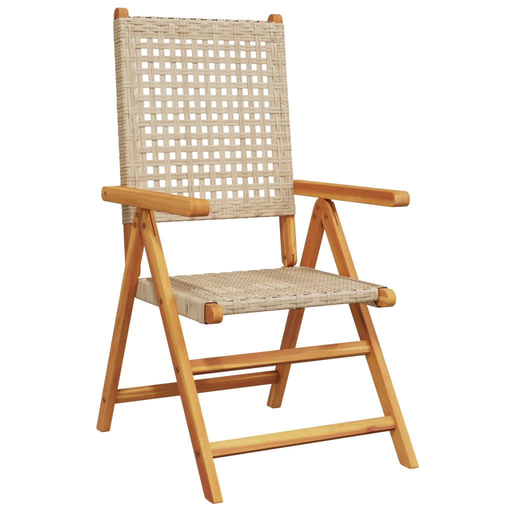 Tuinstoelen 6 st verstelbaar poly rattan en massief hout