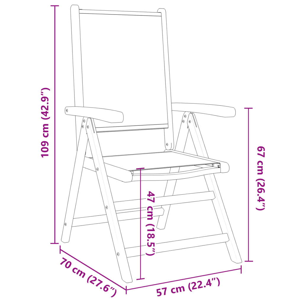 Tuinstoelen 6 st verstelbaar hout stof antracietkleurig