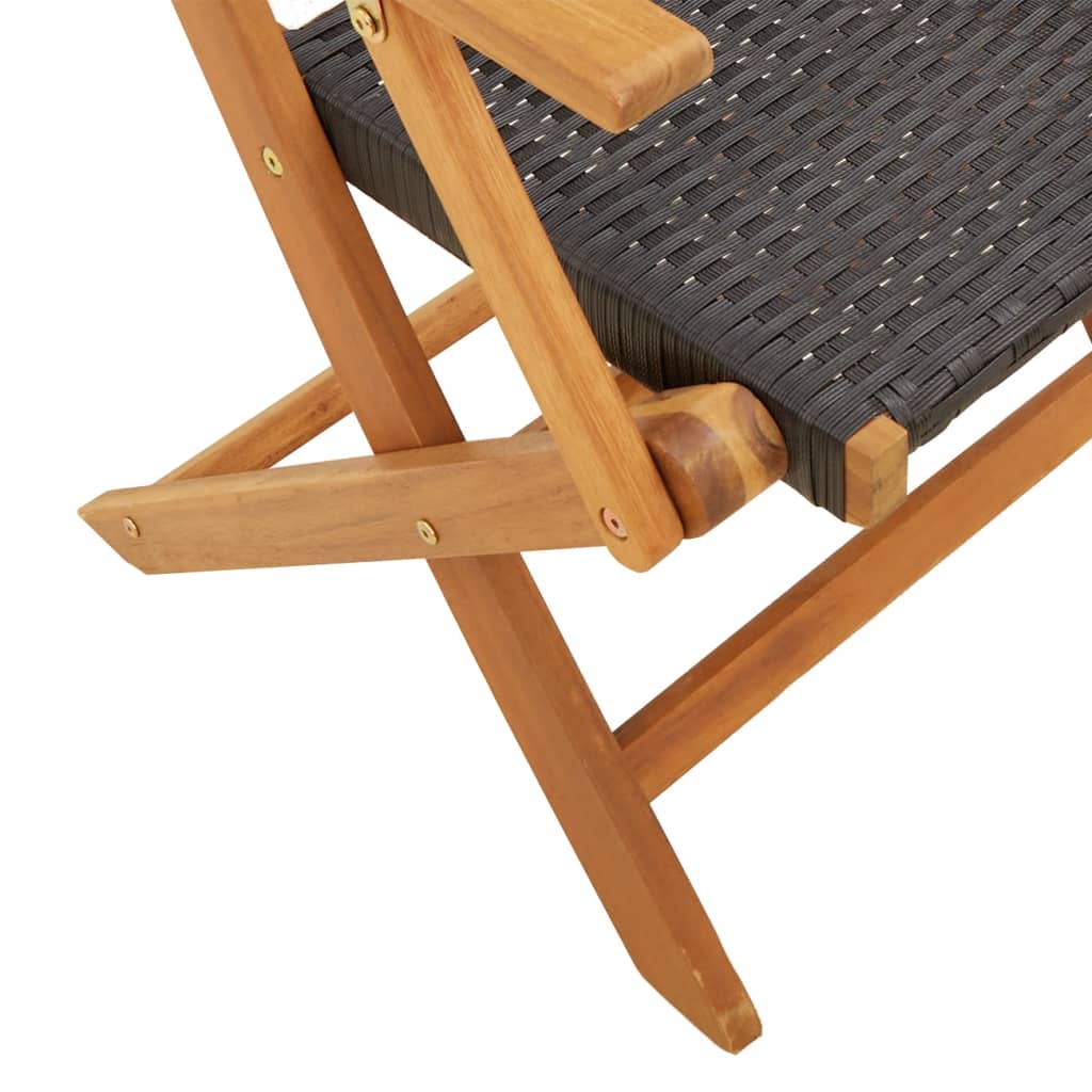 Tuinstoelen 2 st massief acaciahout en poly rattan