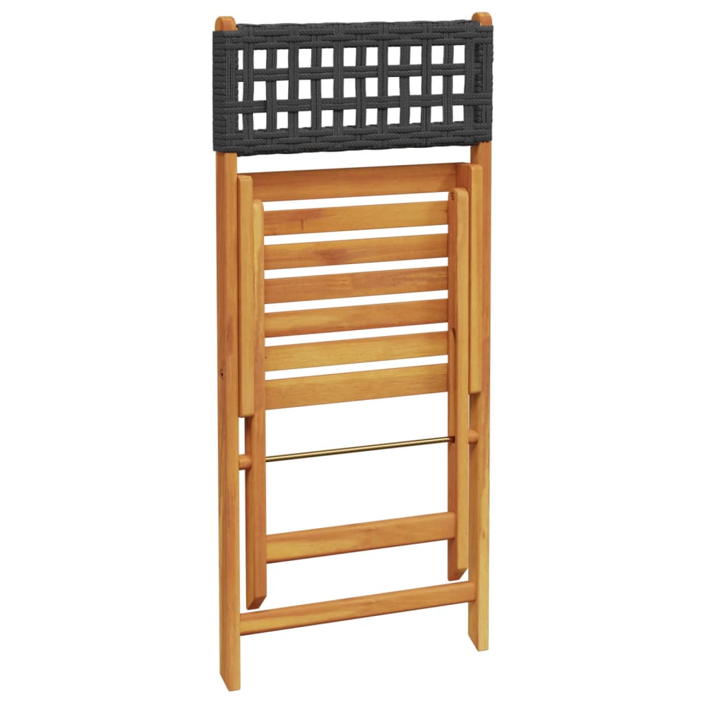 Tuinstoelen 4 st inklapbaar poly rattan en massief hout