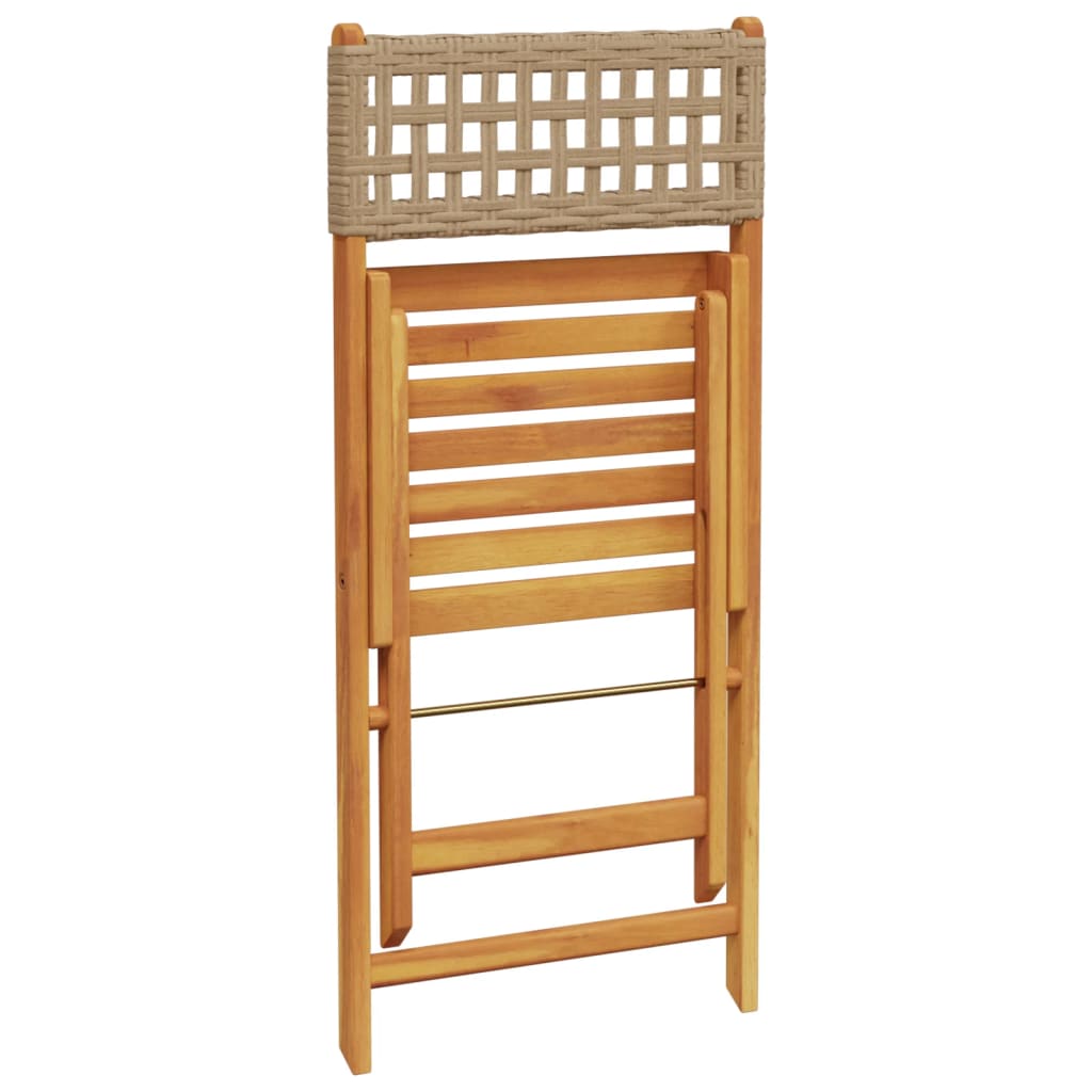 Tuinstoelen 4 st inklapbaar poly rattan en massief hout