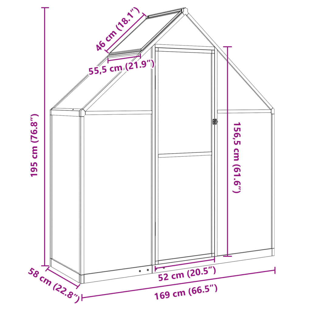 Tuinkas met basisframe 224x169x195 cm aluminium zilverkleurig