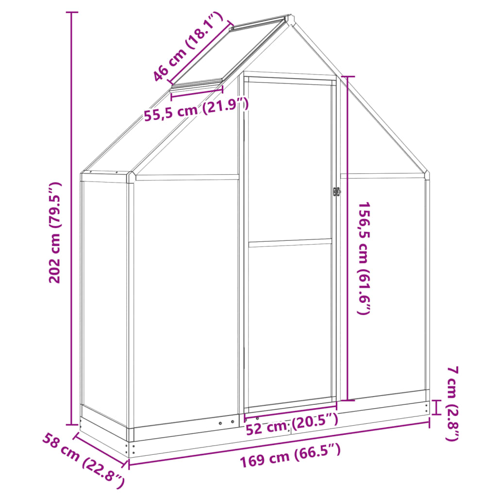 Tuinkas met basisframe 224x169x195 cm aluminium zilverkleurig