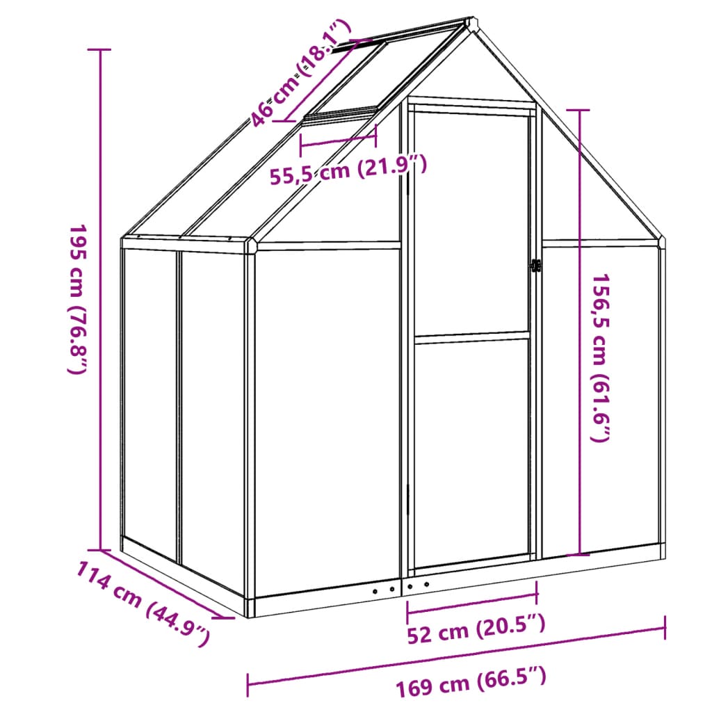 Tuinkas met basisframe 224x169x195 cm aluminium zilverkleurig