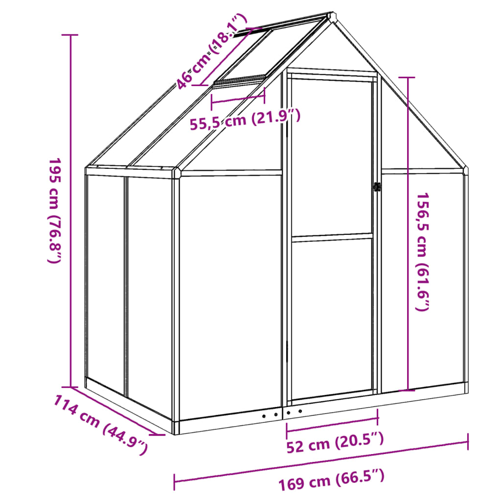 Tuinkas met basisframe 224x169x195 cm aluminium zilverkleurig