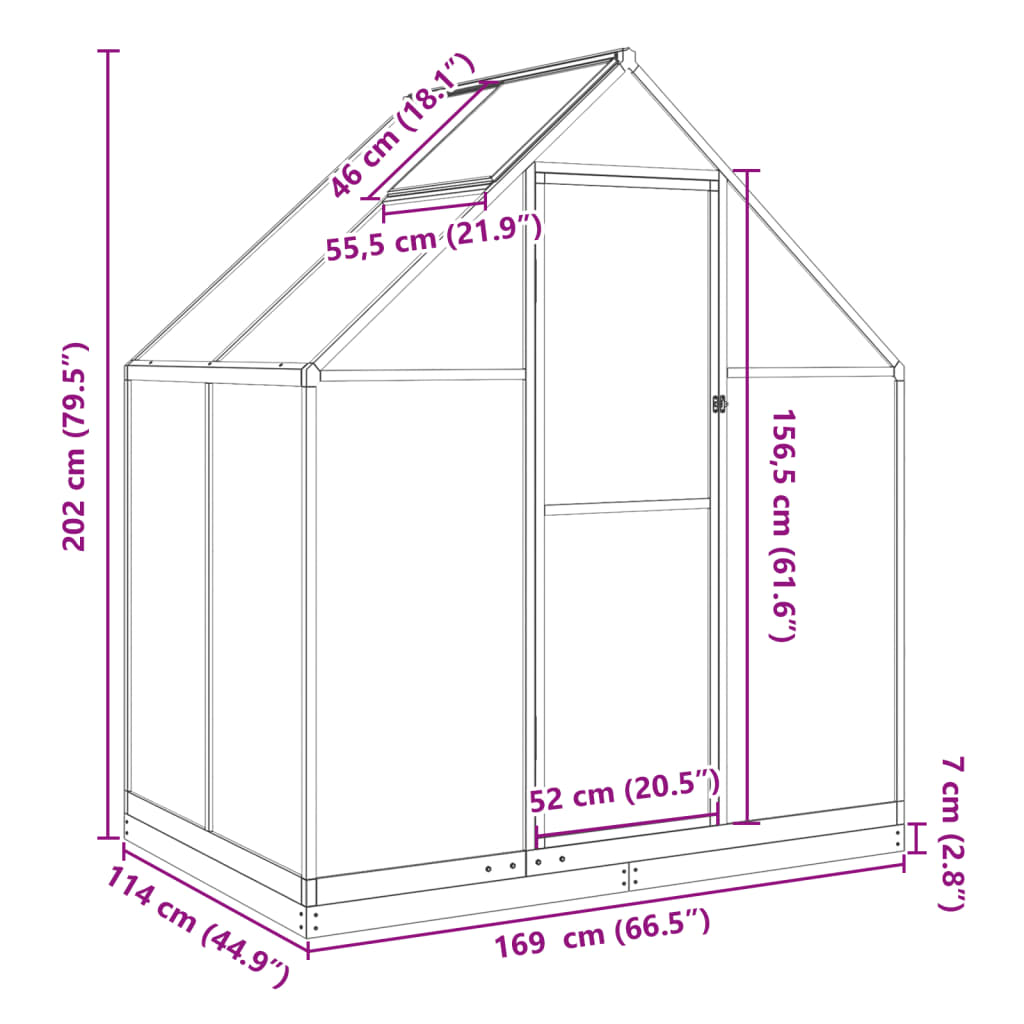 Tuinkas met basisframe 224x169x195 cm aluminium zilverkleurig