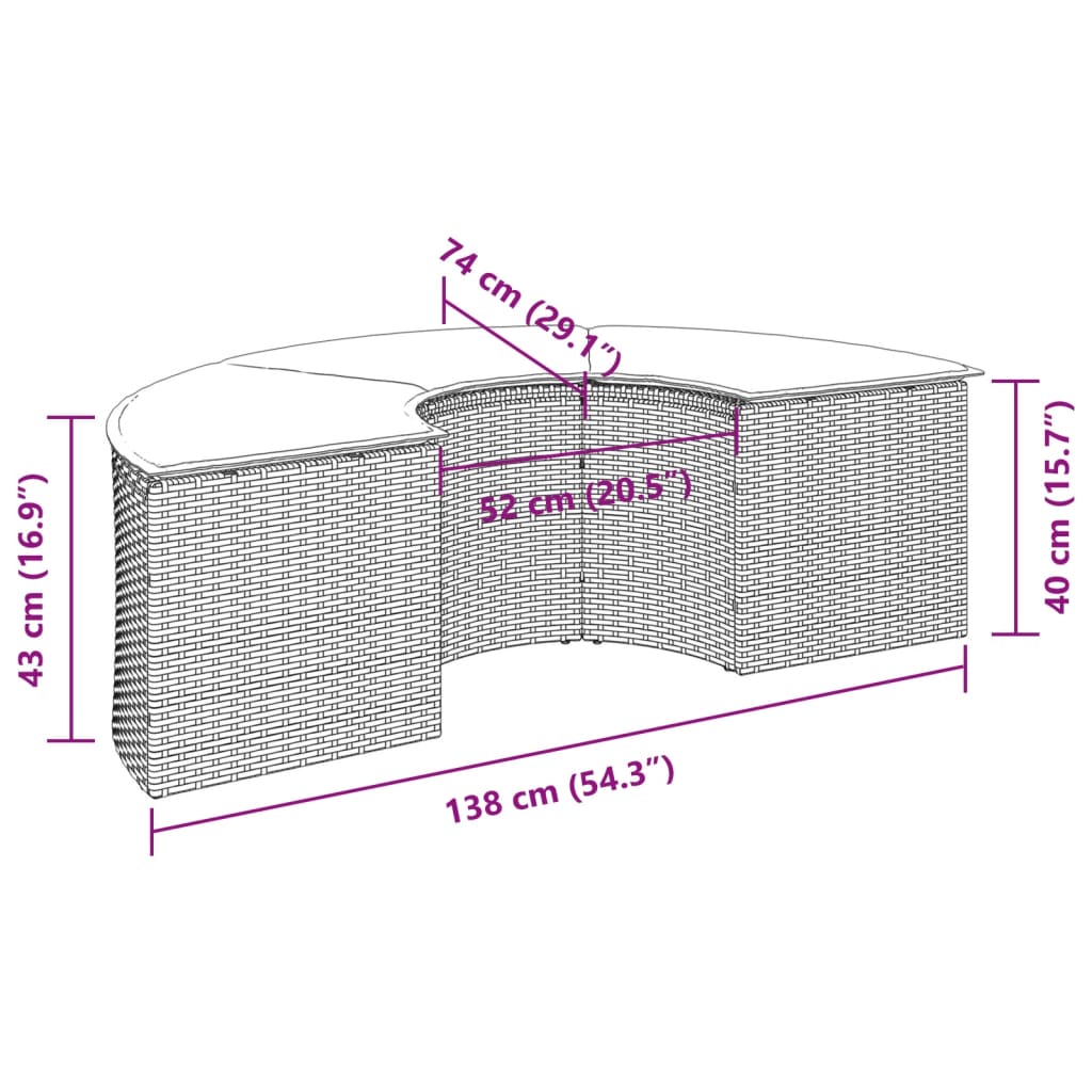 Voetensteun met kussen poly rattan zwart